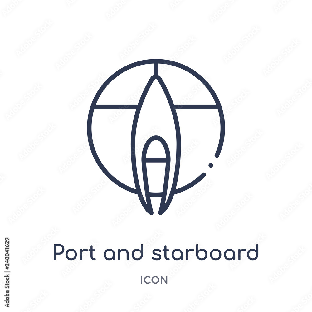 port and starboard icon from nautical outline collection. Thin line ...