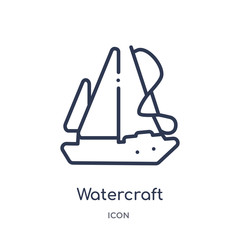 Wall Mural - watercraft icon from nautical outline collection. Thin line watercraft icon isolated on white background.