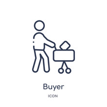 Buyer Icon From Payment Methods Outline Collection. Thin Line Buyer Icon Isolated On White Background.