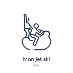 Wall Mural - man jet ski icon from people outline collection. Thin line man jet ski icon isolated on white background.