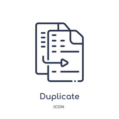 duplicate icon from programming outline collection. Thin line duplicate icon isolated on white background.