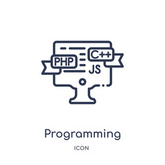 programming language icon from programming outline collection. Thin line programming language icon isolated on white background.