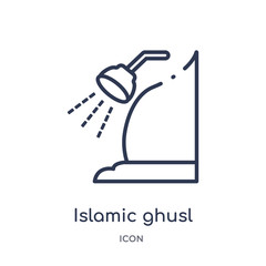 Wall Mural - islamic ghusl icon from religion outline collection. Thin line islamic ghusl icon isolated on white background.