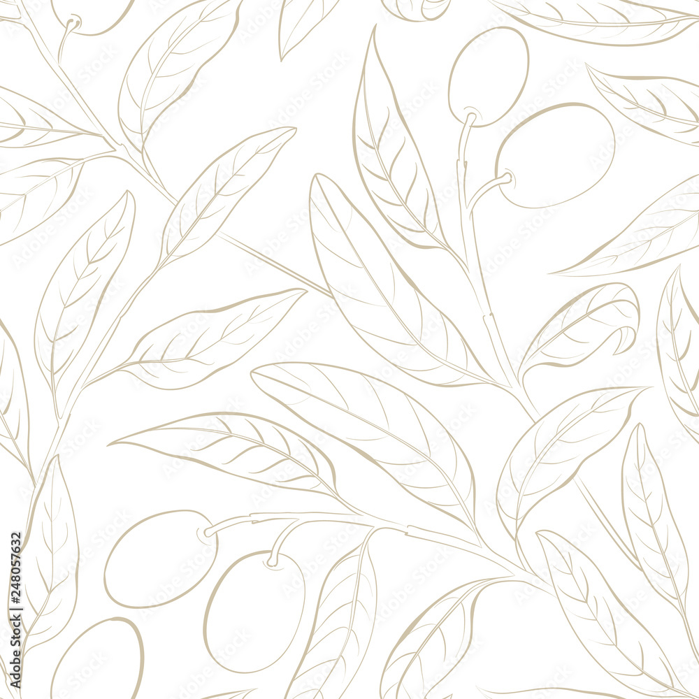 Seamless olive pattern on the white background. Vector illustration ...