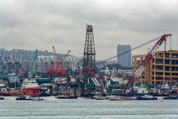 Wall Mural - Shipbuilding yard in Singapore.