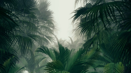  Ilustracja 3D Tło dla reklamy i tapety w scenie dżungli. Renderowanie 3D w koncepcji dekoracyjnej