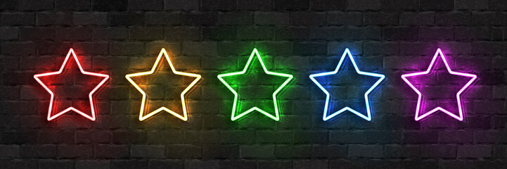 Wall Mural - vector set of realistic isolated neon sign of star logo with different colors for template decoratio