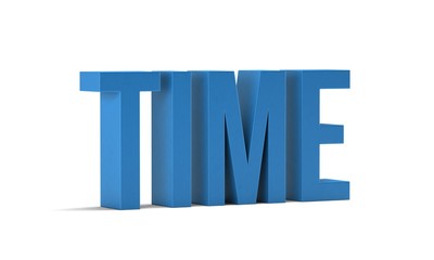 Wall Mural - Time word. 3D Render illustration in white background