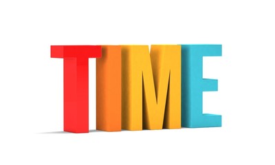 Wall Mural - Time word. 3D Render illustration in white background