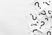Pile Of Question Marks Printed On White Cards