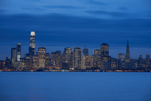 Downtown San Francisco Skyline During Evening Blue Hour.