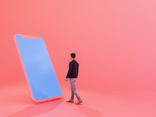 Man With Mobile Phone , 3d Render