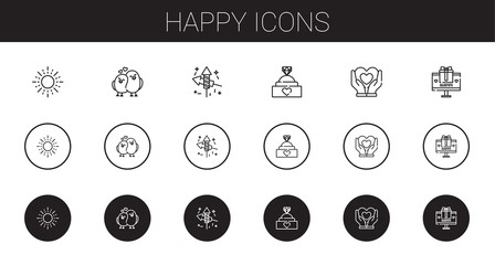 Sticker - happy icons set