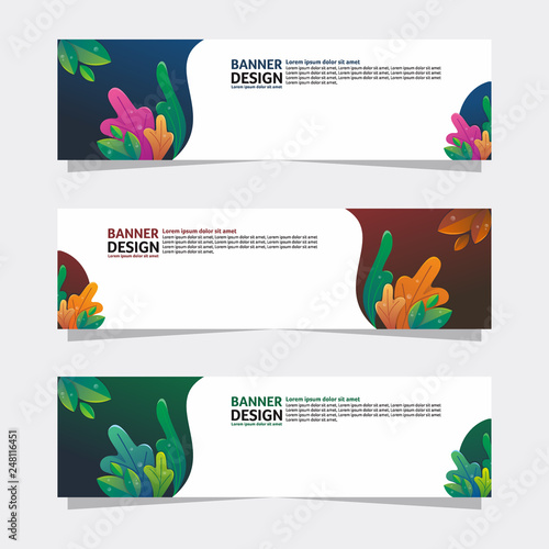Set Of Nature Banner Background Design Headline Template Nature
