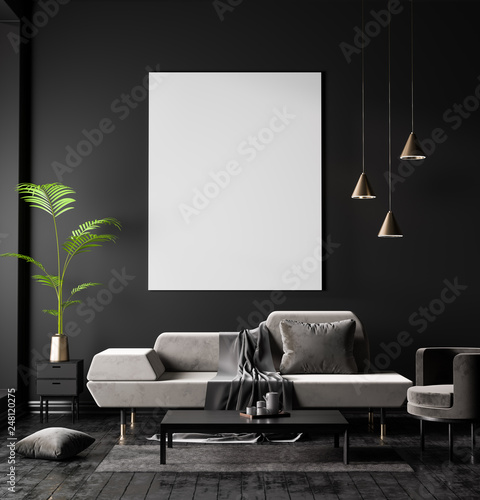 Cuadros en Lienzo Mock up poster frame in Scandinavian style hipster interior