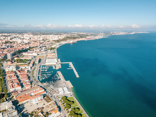 Wall Mural - Aerial view of Setubal city by Atlantic Ocean, Portugal