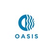 Wave symbol or oasis, ocean, with letter O vector template, logo design inspiration
