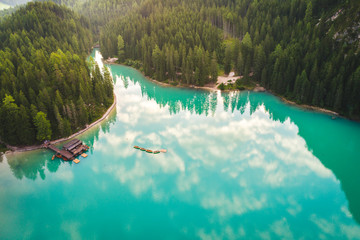 Wall Mural - Braies Lake, Fanes Sennes Braies Natural Park, Dolomites, South Tyrol, Italy