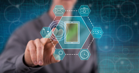 Man touching an apps concept