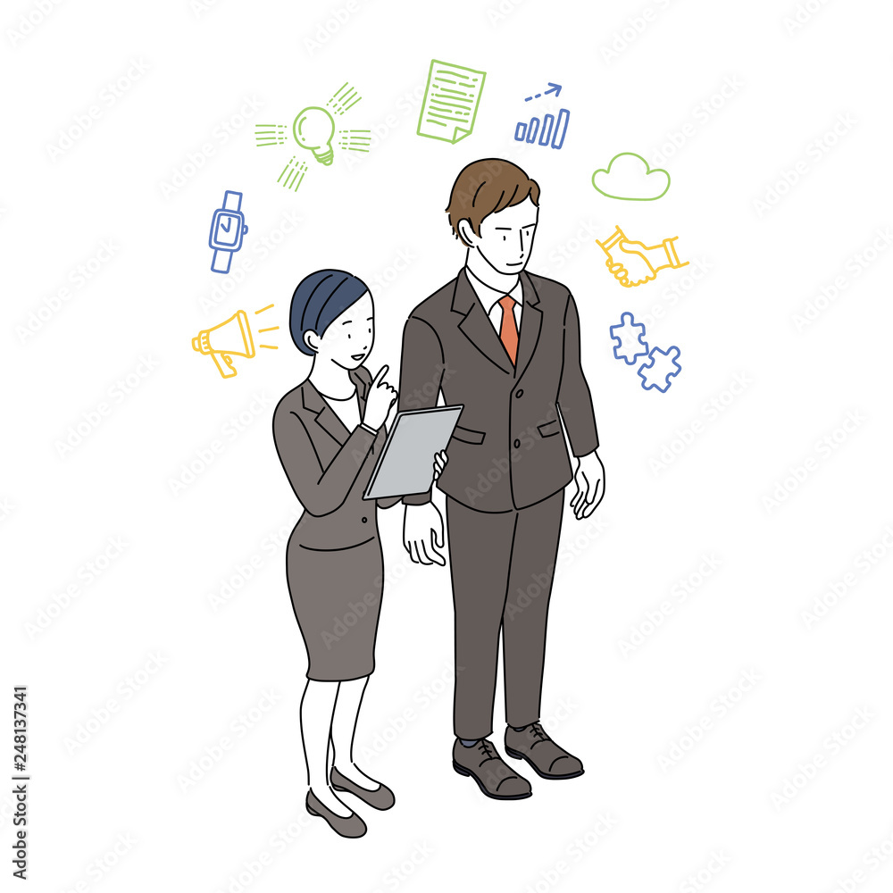 ビジネス スーツ姿の男女 イラスト アイソメトリック Wall Mural マツ ビジネス スーツ姿の男女 イラスト アイソメトリック Wall Mural マツ