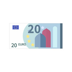 Wall Mural - Flat simple twenty euro banknote on white