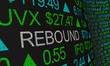 Rebound Stock Market Rally Prices Up Ticker 3d Illustration