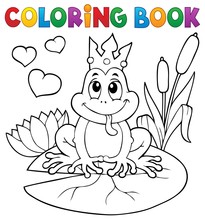 Coloring Book Frog With Crown