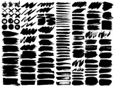 Fototapeta Młodzieżowe - Big set of brush strokes, Black ink grunge brush strokes. Vector illustration.