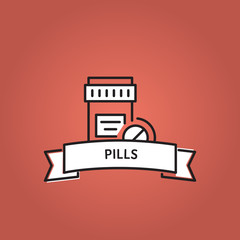 Canvas Print - PILLS LINE ICON SET