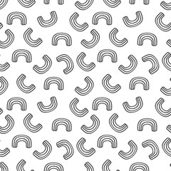 Hand drawn black empty line curvy elbow macaroni pattern on white background design element