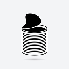 Open metal cans icon on white background