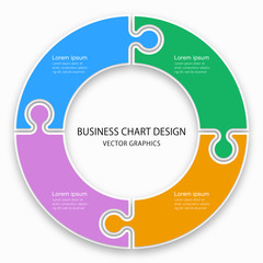 Wall Mural - business chart design, 4 division, jigsaw puzzle pattern.