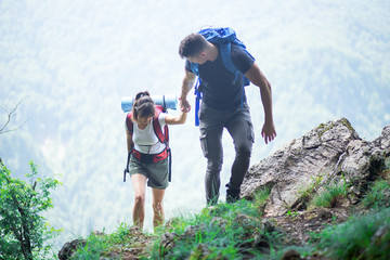 Young couple on hiking trip