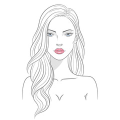 Vector illustration of a beautiful young woman with long hair