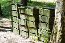 Soviet Army Ammunition Boxes In Military-patriotic Recreation Park Of The Armed Forces