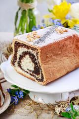 Sticker - Poppy seed cake on easter table.