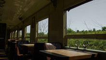 Traveling By Old Train, Seen From Inside The Cafeteria Wagon
