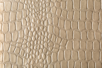 Wall Mural - Beige, gold, glamorous croc-embossed artificial leather. For background and design.