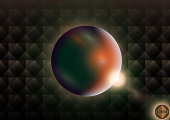 Wall Mural - futuristic sphere on a dark creative background of squares and rhombuses. aura and flashes of light.