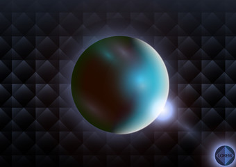 Wall Mural - futuristic sphere on a dark creative background of squares and rhombuses. aura and flashes of light.