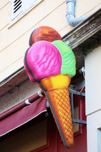 Fake Plastic Ice Cream Cone On The Wall
