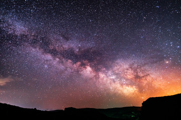 Wall Mural - milky way galaxy, beautiful starry night.