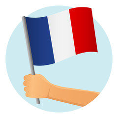 Wall Mural - France flag in hand