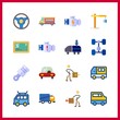 © Orxan - 16 truck icon. Vector illustration truck set. engine and chassis icons for truck works