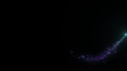 Wall Mural - A stream of moving glowing multicolored particles, dynamic, neon colors, magic wave particles, on a black background