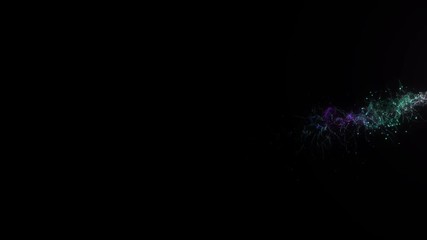 Wall Mural - A stream of moving glowing multicolored particles, dynamic, neon colors, magic wave particles, on a black background