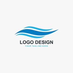 Wave illustration logo design. Wind icon.  Water blue sea vector.