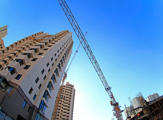 Wall Mural - The crane is at work, at the construction site