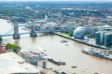 Wall Mural - aerial view of South London with London Bridge  Shard skyscraper and River Thames