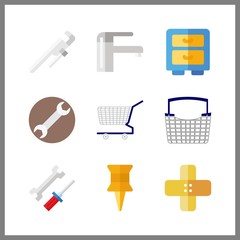 Poster - 9 fix icon. Vector illustration fix set. mechanics and shopping tool icons for fix works